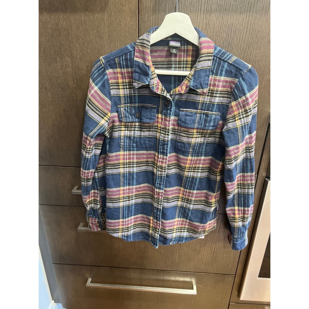 PATAGONIA Long Sleeve FJORD‎ Flannel Shirt Cabin Time Stone Blue women's XS